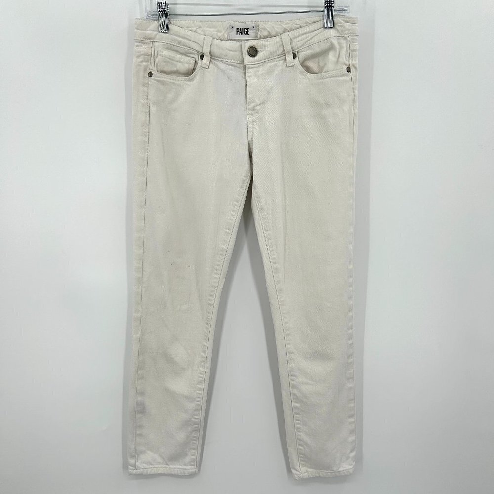PAIGE Women's Skyline Ankle Peg White Denim Mid Rise Skinny Jeans Size 27